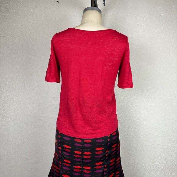 Ann Taylor Women’s Linen Shirt Size XS Red Embroidered Cropped Lightweig… - Picture 5 of 8